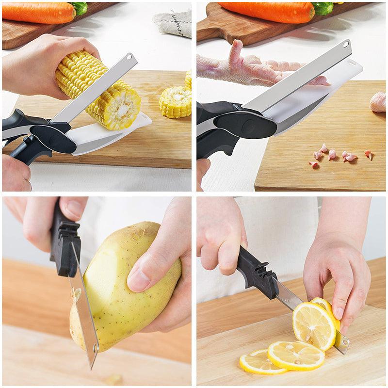 2 in 1 kitchen scissors with cutting board