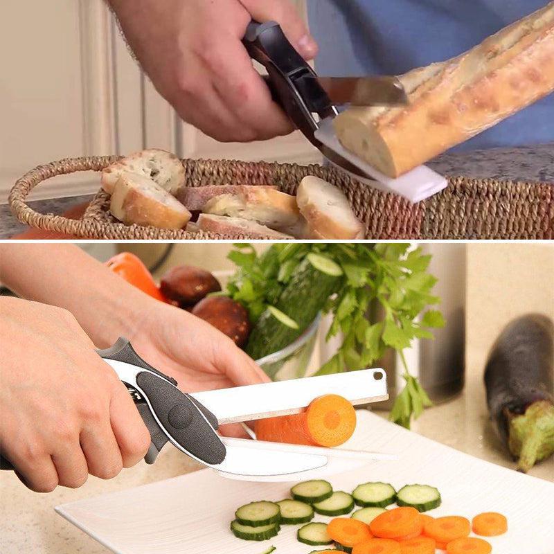 2 in 1 kitchen scissors with cutting board