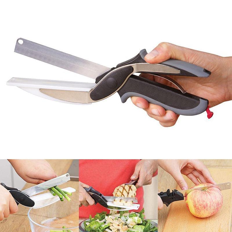 2 in 1 kitchen scissors with cutting board