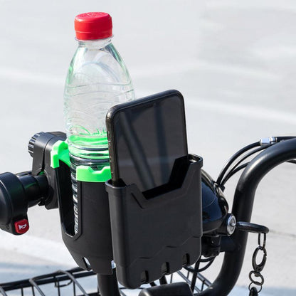 2-in-1 cup holder and phone holder for pushchair and bicycle