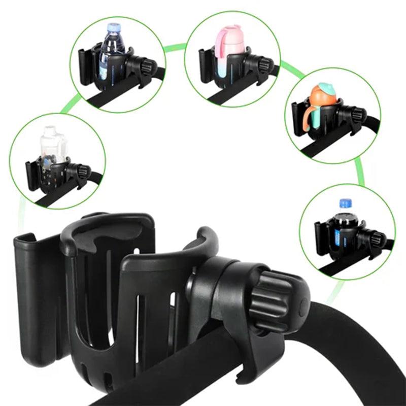 2-in-1 cup holder and phone holder for pushchair and bicycle