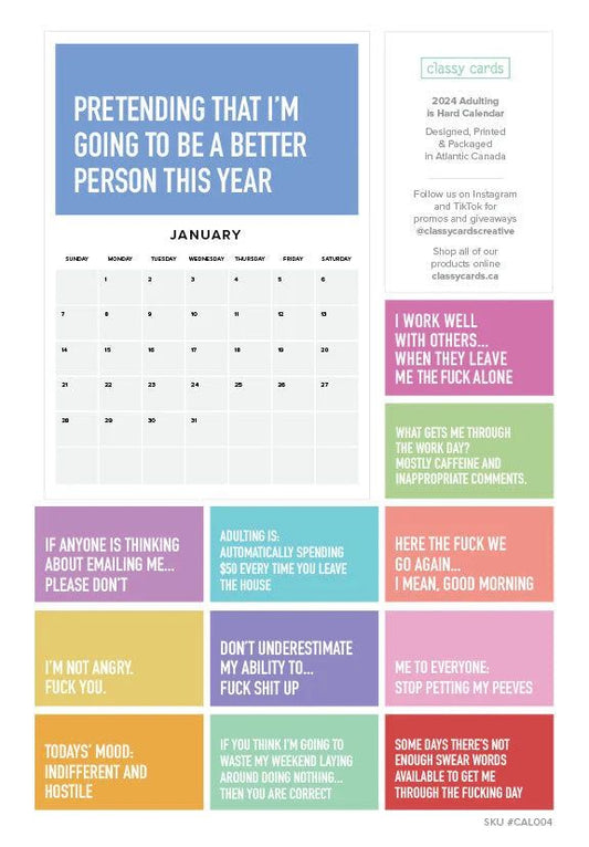 2024 calendar for adults with humor and sarcasm