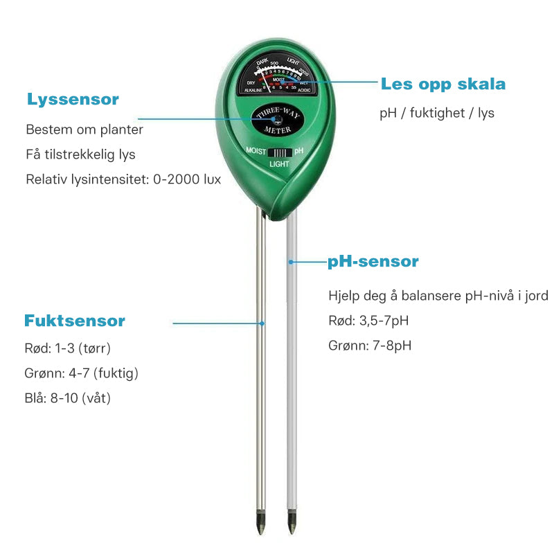 3-in-1 soil tester set with moisture measurement