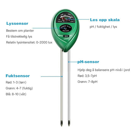 3-in-1 soil tester set with moisture measurement