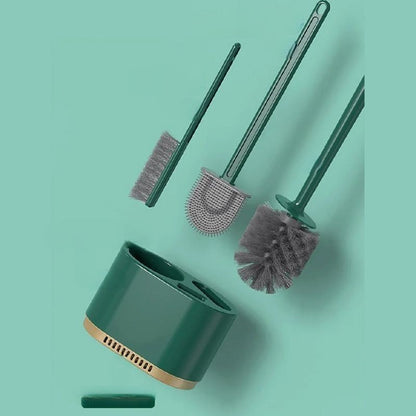 360° toilet care set with silicone bristles and ventilation