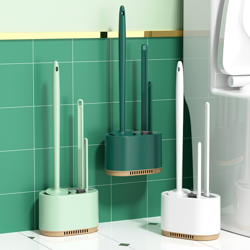 360° toilet care set with silicone bristles and ventilation