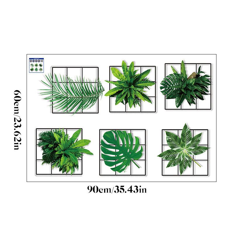 3d green plant wall sticker - nature decors