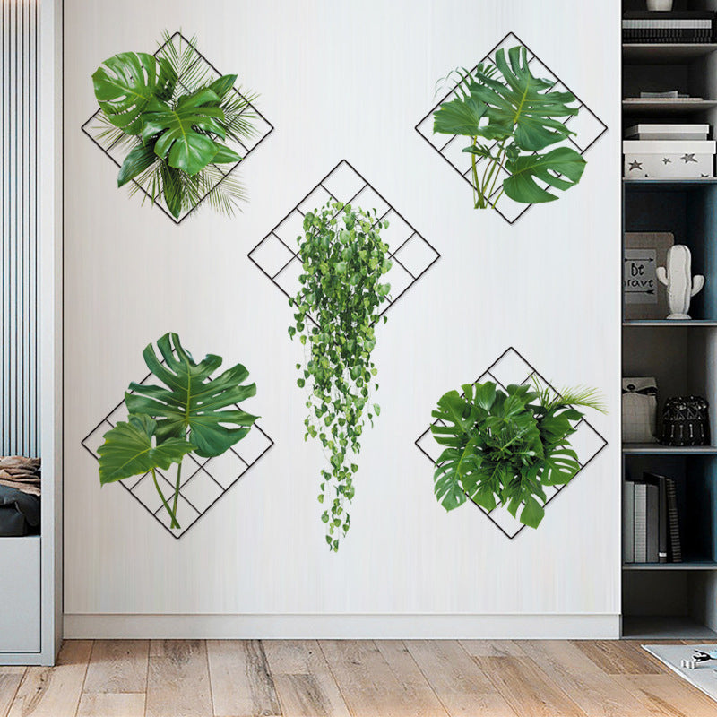 3d green plant wall sticker - nature decors