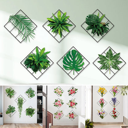 3d green plant wall sticker - nature decors