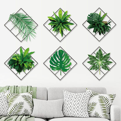 3d green plant wall sticker - nature decors