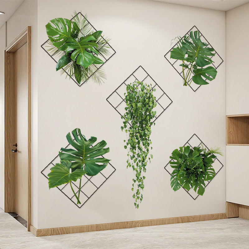 3d green plant wall sticker - nature decors