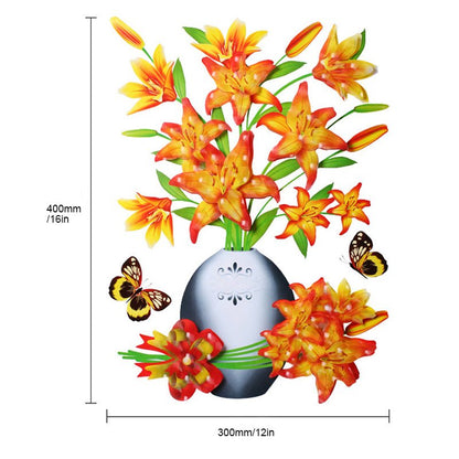 3d stickers with plant vase for home decoration