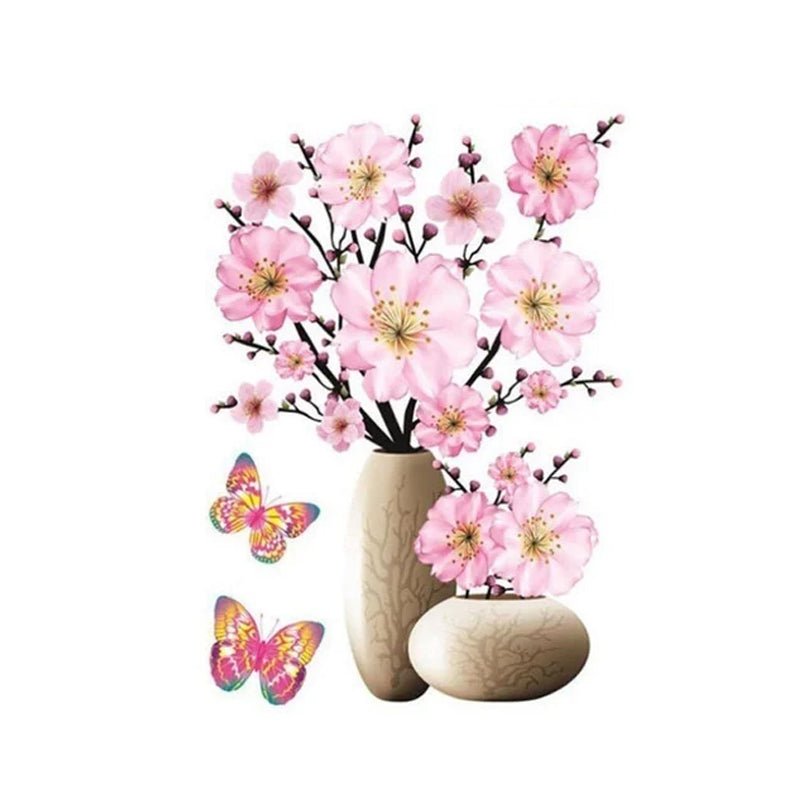 3d stickers with plant vase for home decoration