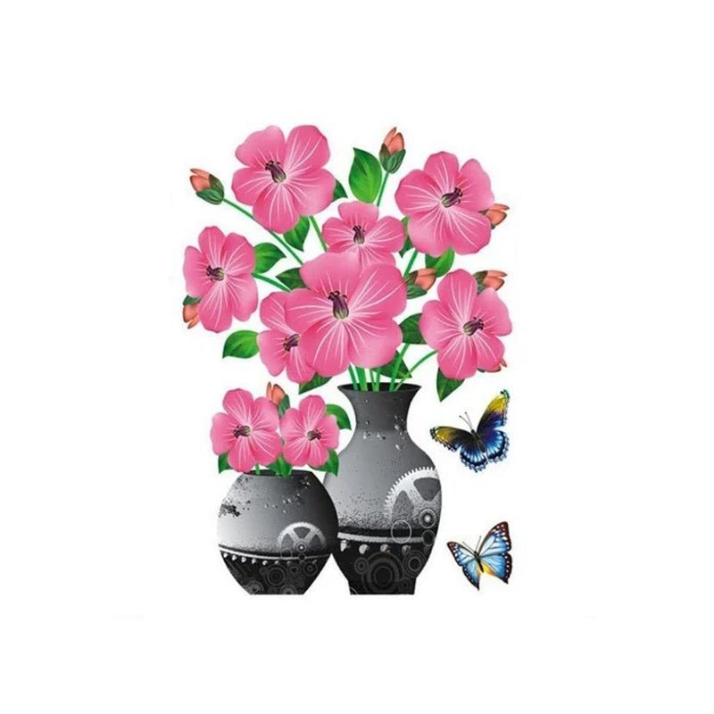 3d stickers with plant vase for home decoration