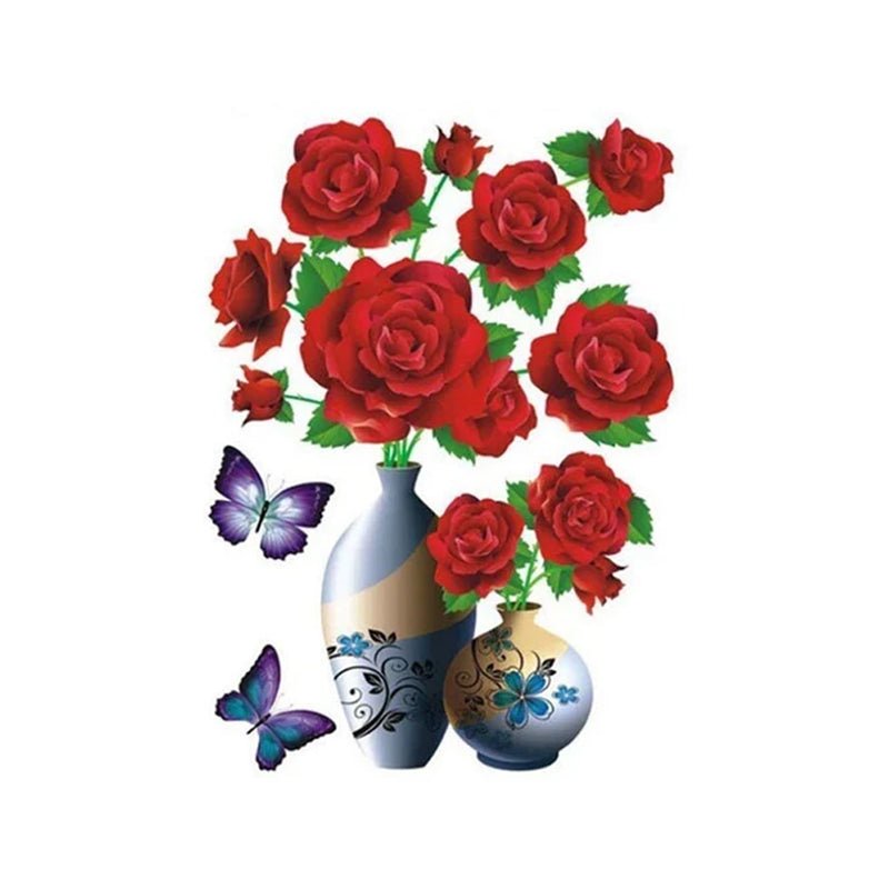 3d stickers with plant vase for home decoration