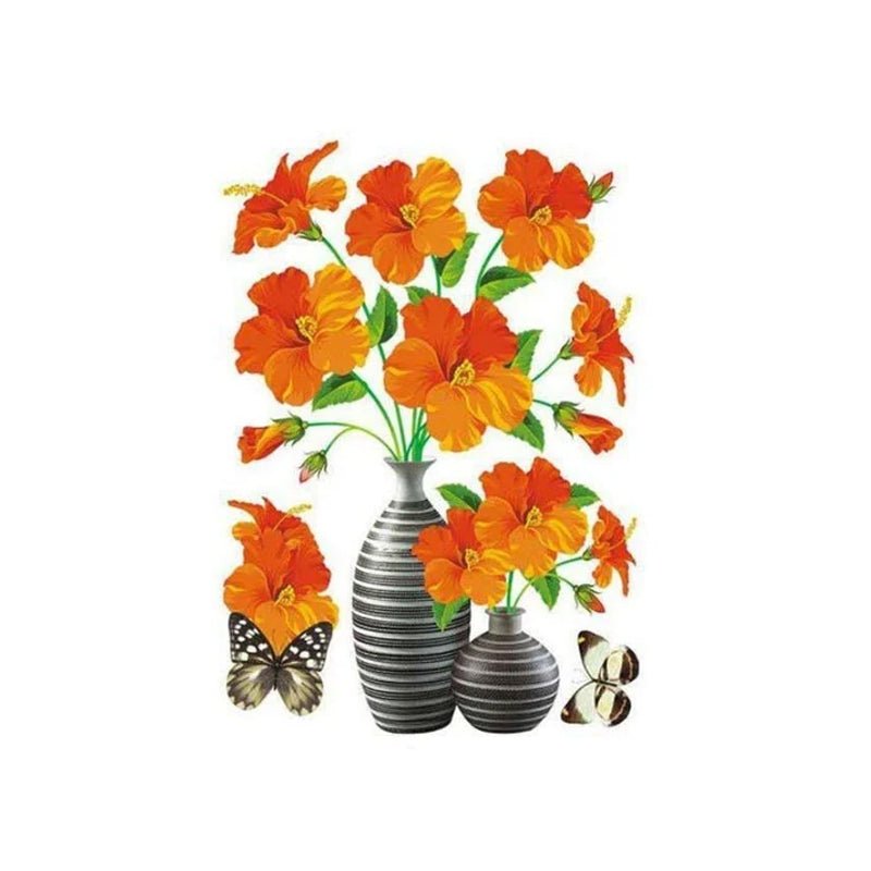 3d stickers with plant vase for home decoration