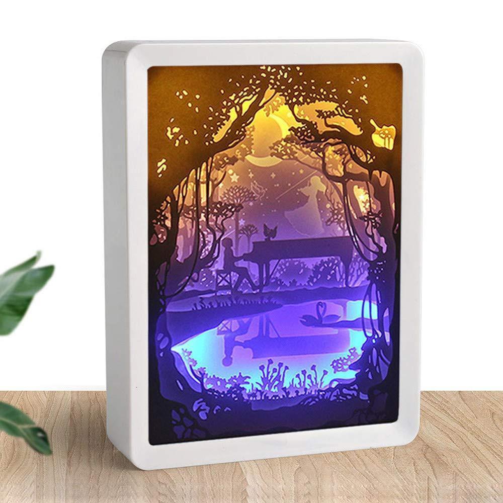 3d night lamp with artistic paper cutout