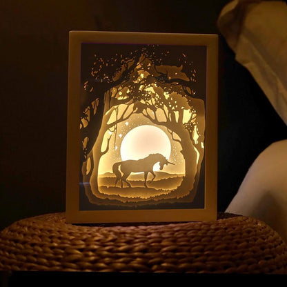 3d night lamp with artistic paper cutout