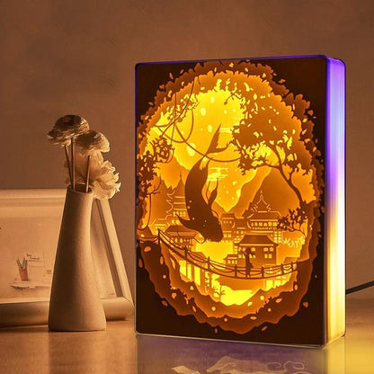 3d night lamp with artistic paper cutout