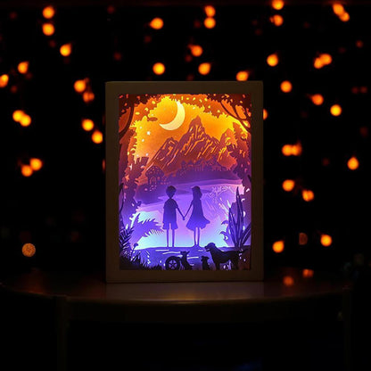 3d night lamp with artistic paper cutout