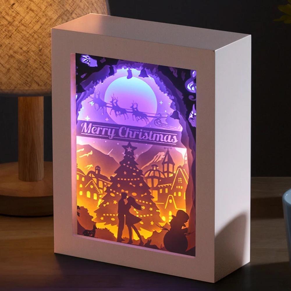 3d night lamp with artistic paper cutout