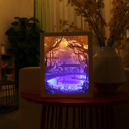 3d night lamp with artistic paper cutout