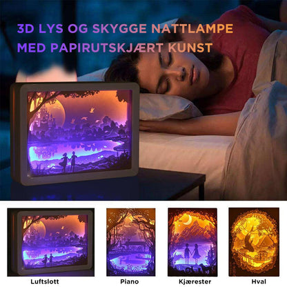 3d night lamp with artistic paper cutout