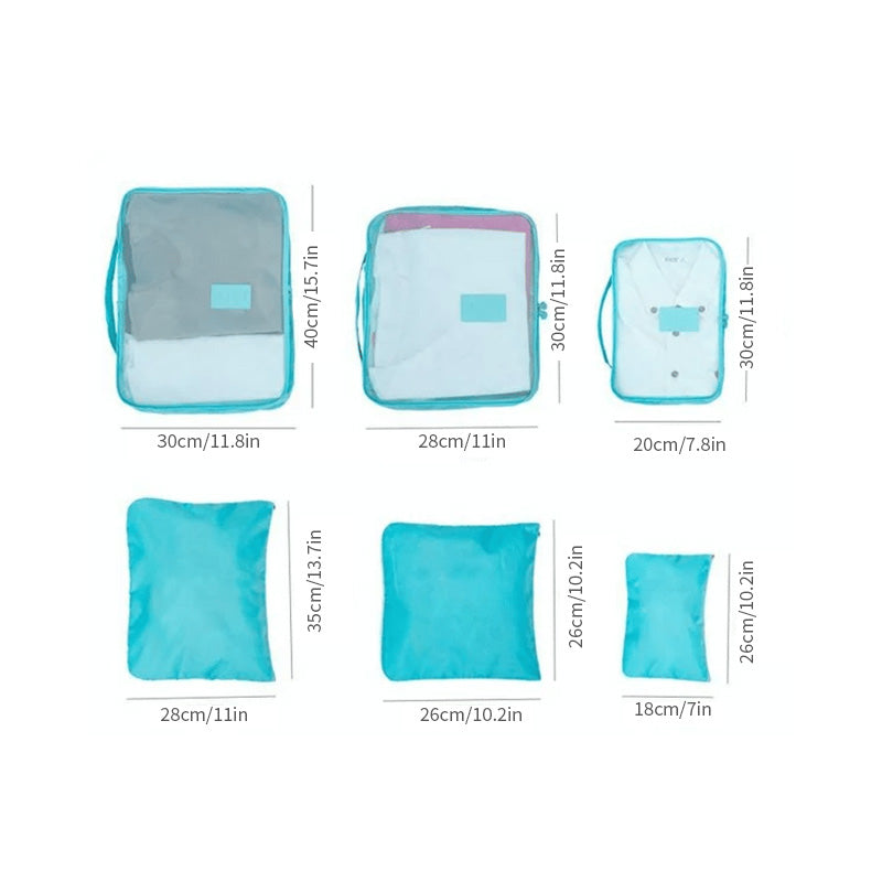 6-piece set for organized luggage