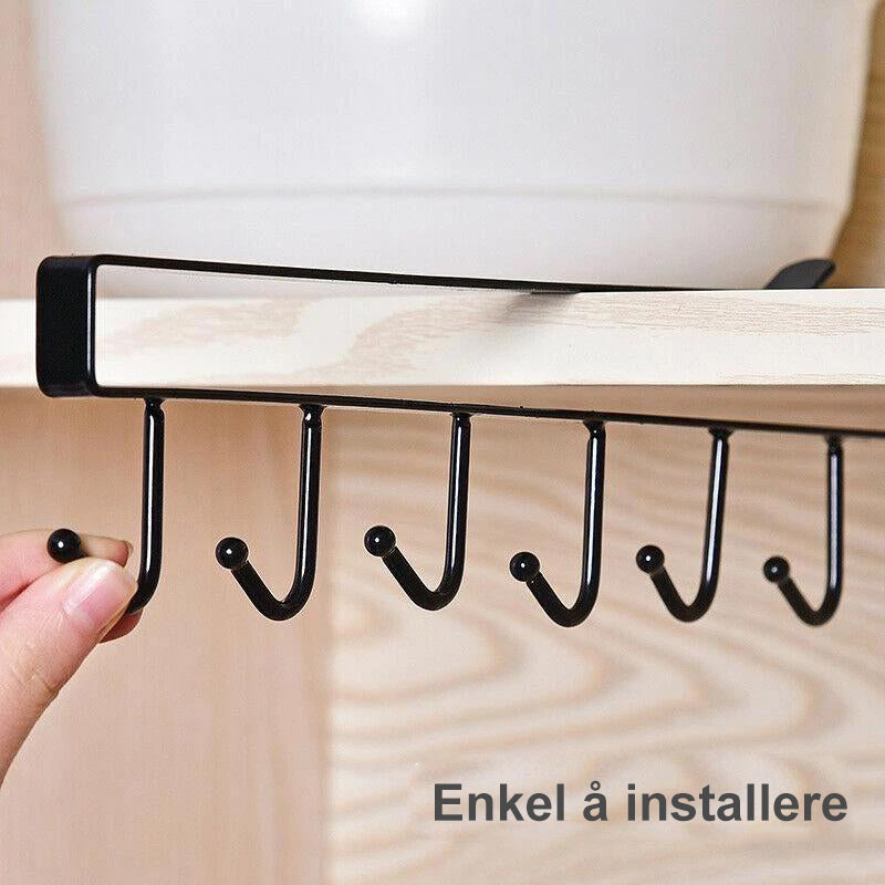 6 hanging hooks for efficient cupboard space