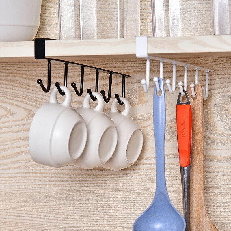 6 hanging hooks for efficient cupboard space