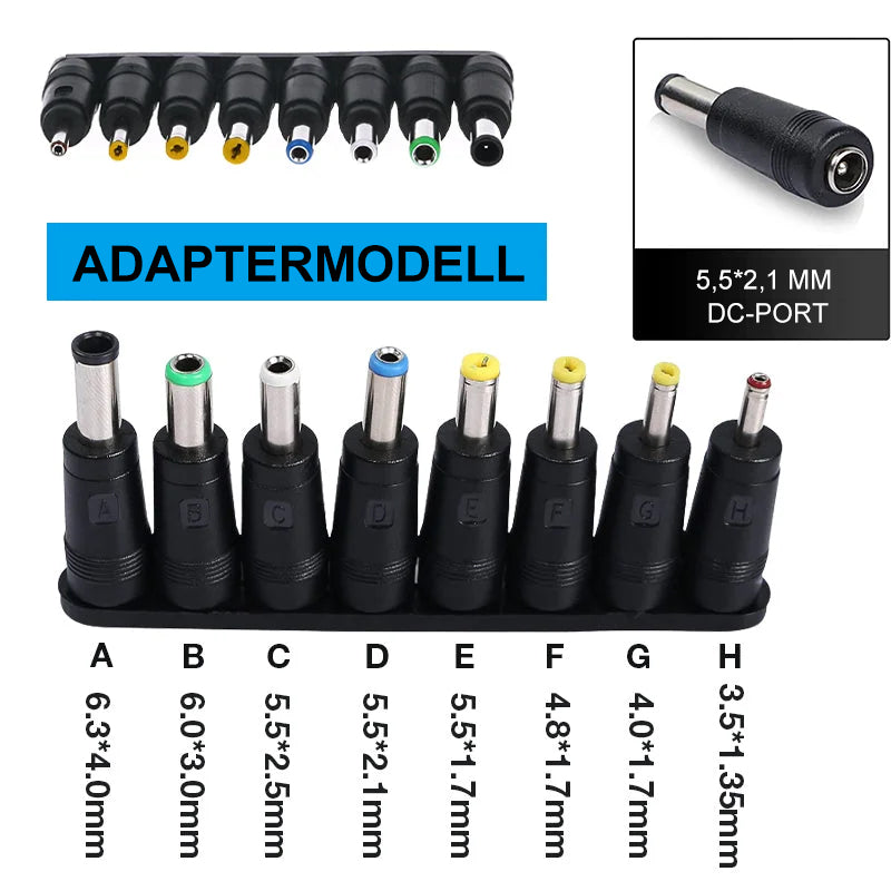 8-in-1 universal DC adapter - compact and flexible