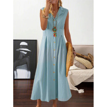 A-line sleeveless midi dress - elegant summer dress