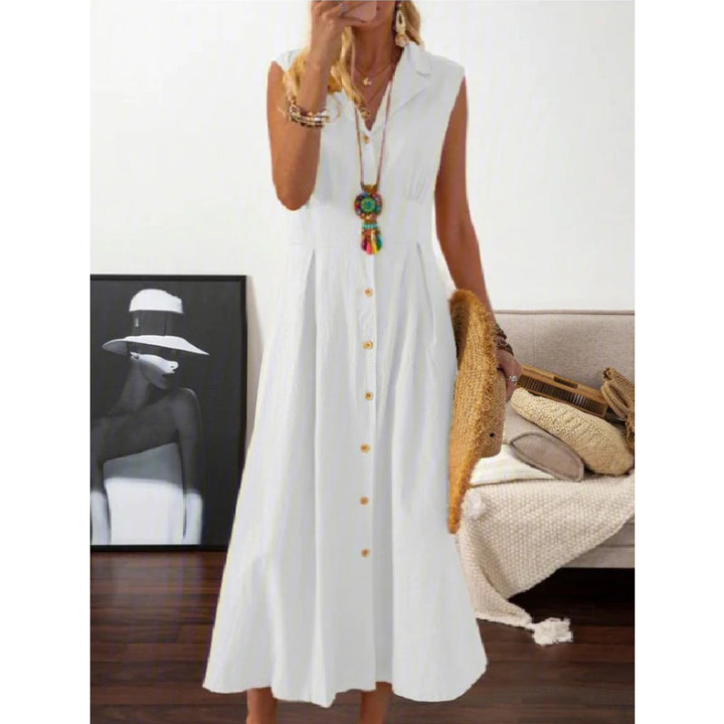 A-line sleeveless midi dress - elegant summer dress