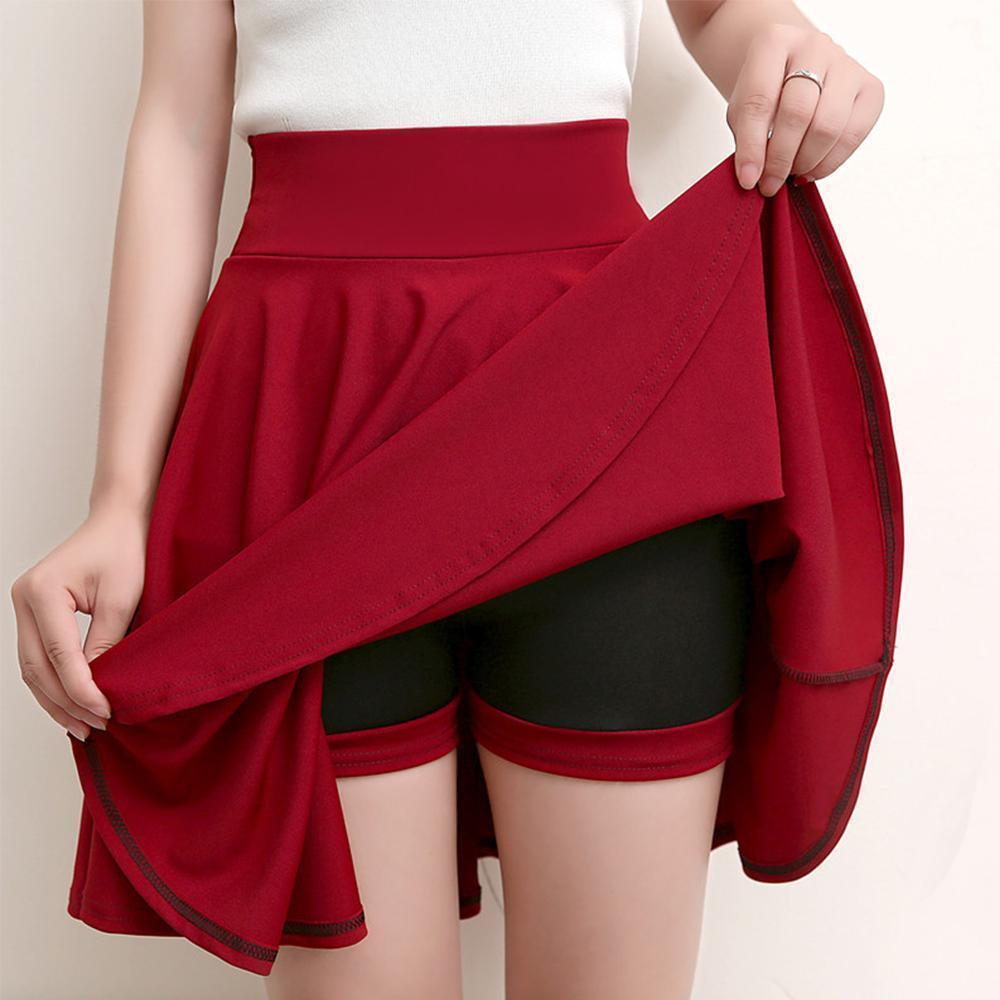 A-line shorts-skirt with elastic waist