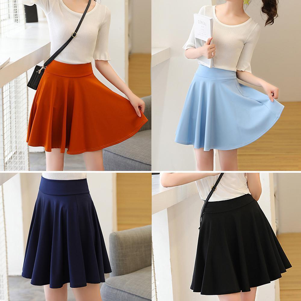 A-line shorts-skirt with elastic waist