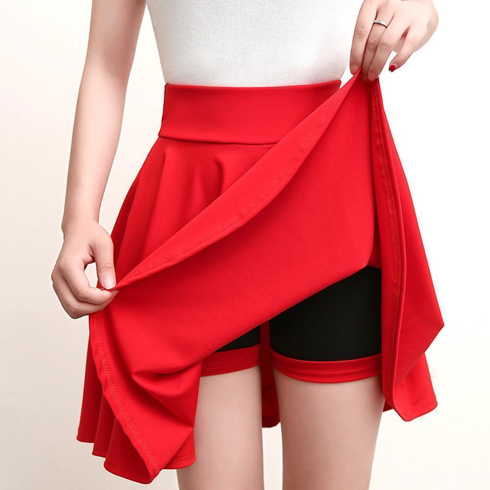 A-line shorts-skirt with elastic waist