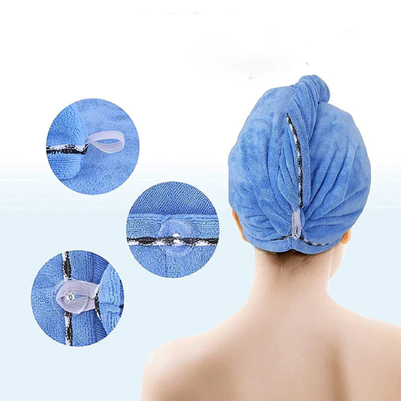 Absorbent dry hair cap in microfibre - several colours