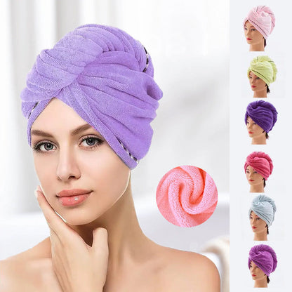 Absorbent dry hair cap in microfibre - several colours