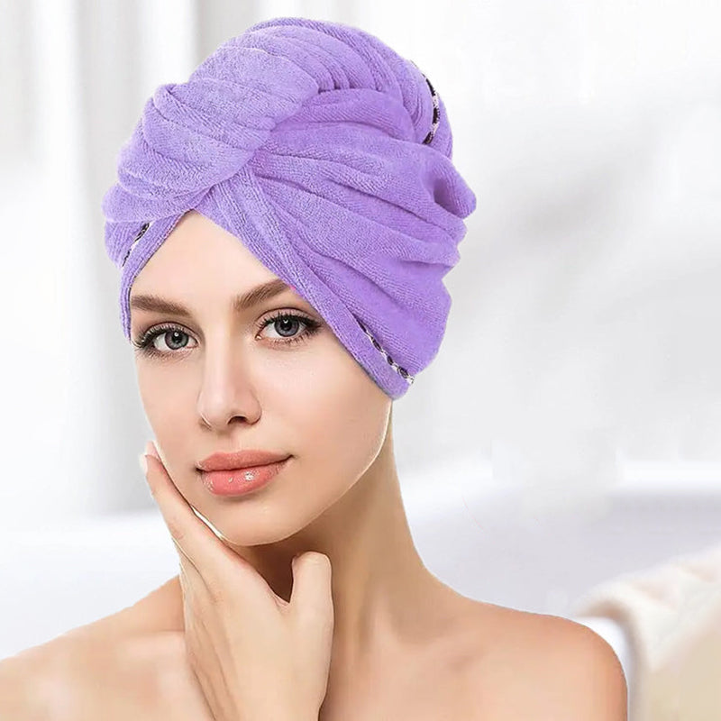 Absorbent dry hair cap in microfibre - several colours