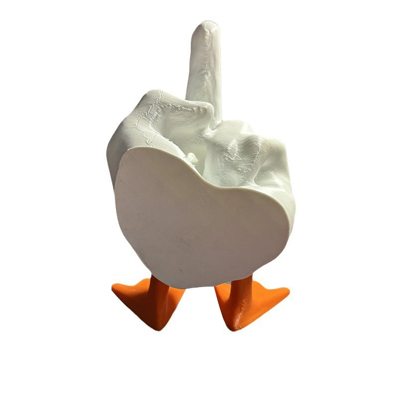 Duck with middle finger resin figure - garden decoration