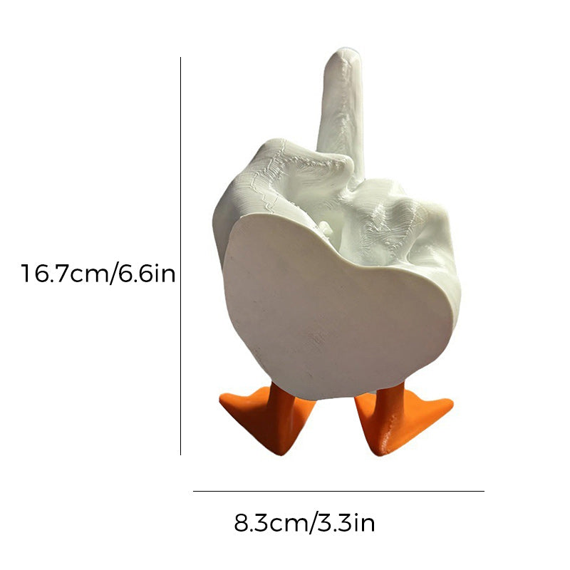 Duck with middle finger resin figure - garden decoration