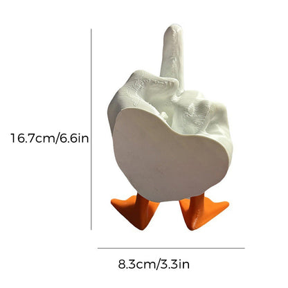 Duck with middle finger resin figure - garden decoration