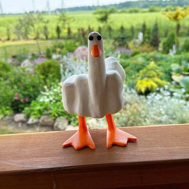 Duck with middle finger resin figure - garden decoration