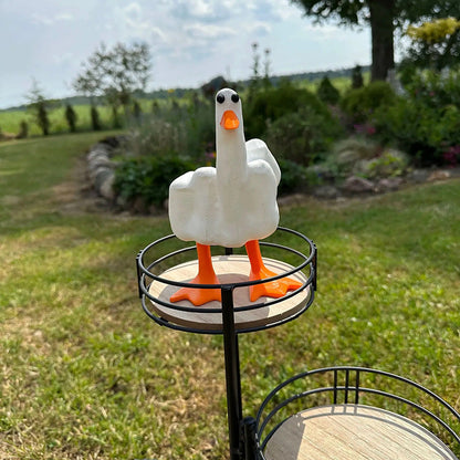 Duck with middle finger resin figure - garden decoration