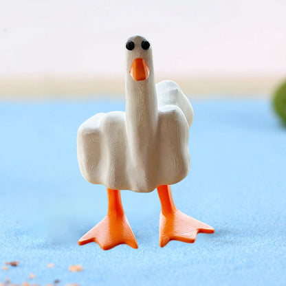 Duck with middle finger resin figure - garden decoration