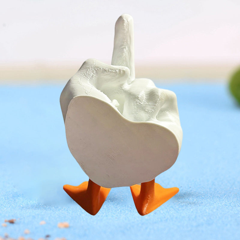 Duck with middle finger resin figure - garden decoration