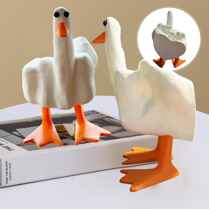 Duck with middle finger resin figure - garden decoration