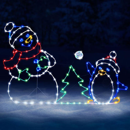 Animated snowball light - penguin &amp; snowman decor