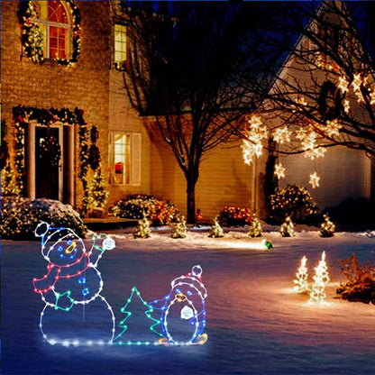 Animated snowball light - penguin &amp; snowman decor