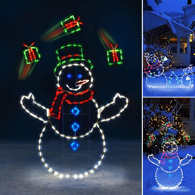 Animated snowball light - penguin &amp; snowman decor